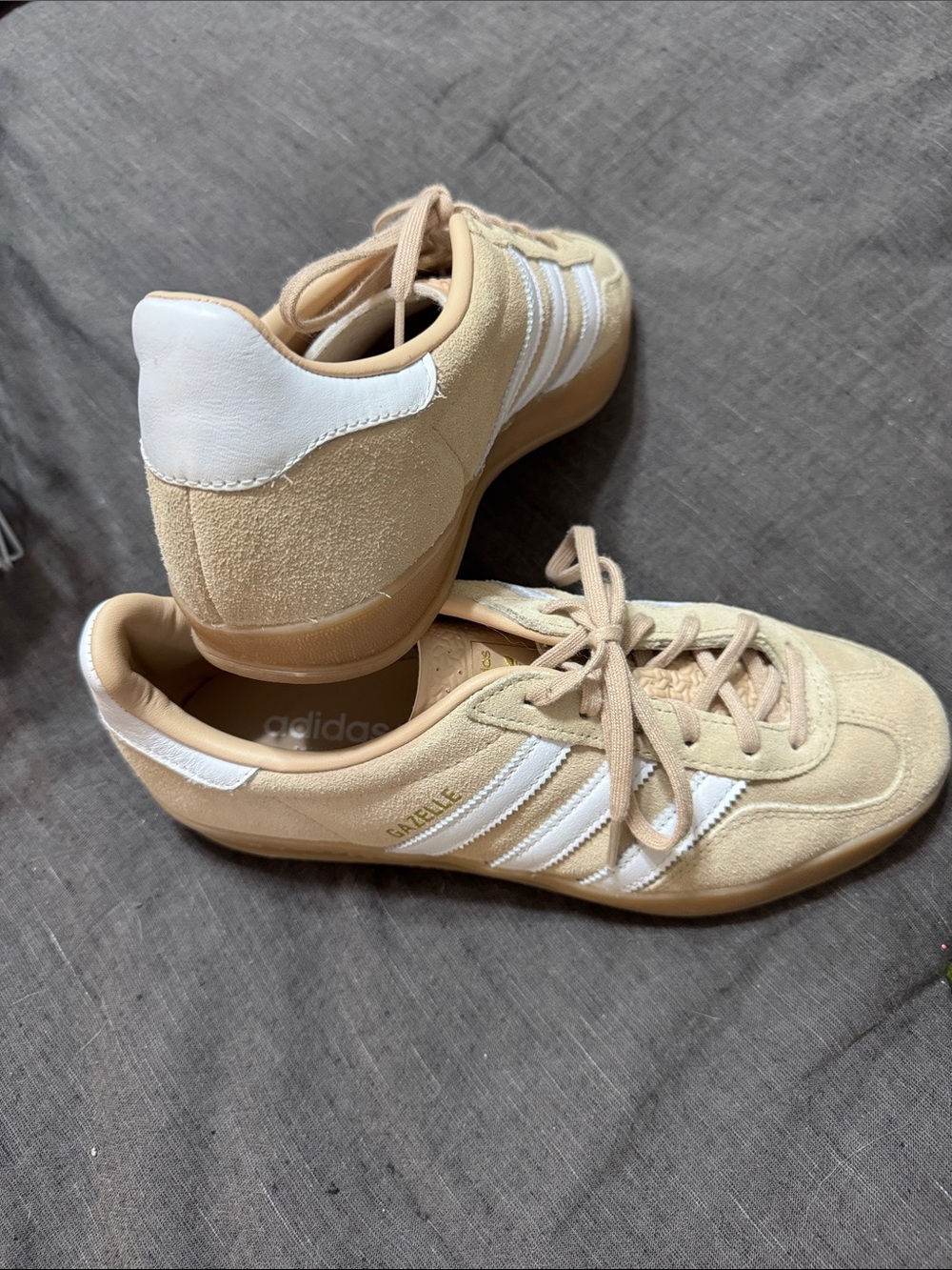 adidas Gazelle Beige with White Stripes